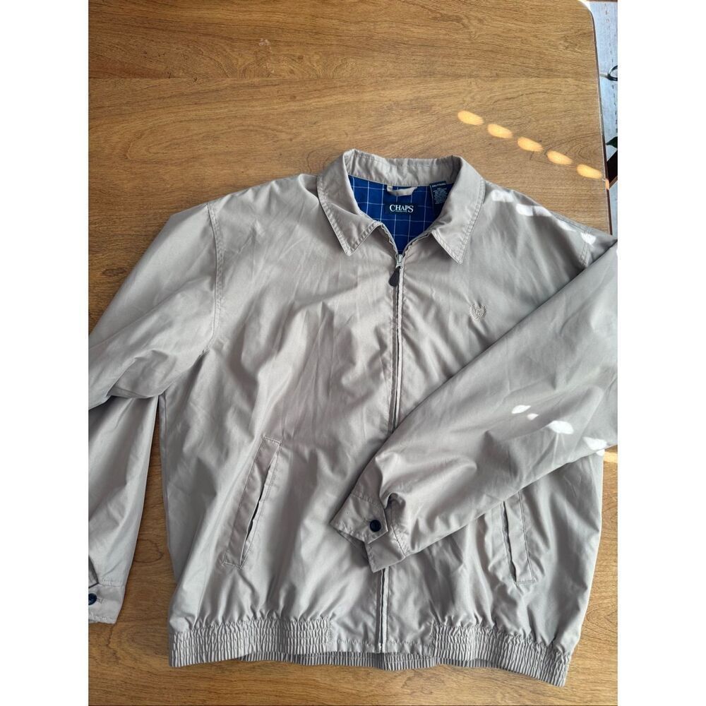 CHAPS Ralph Lauren Men's Full Zip Long Sleeve Windbreaker Jacket Khaki Size XXL